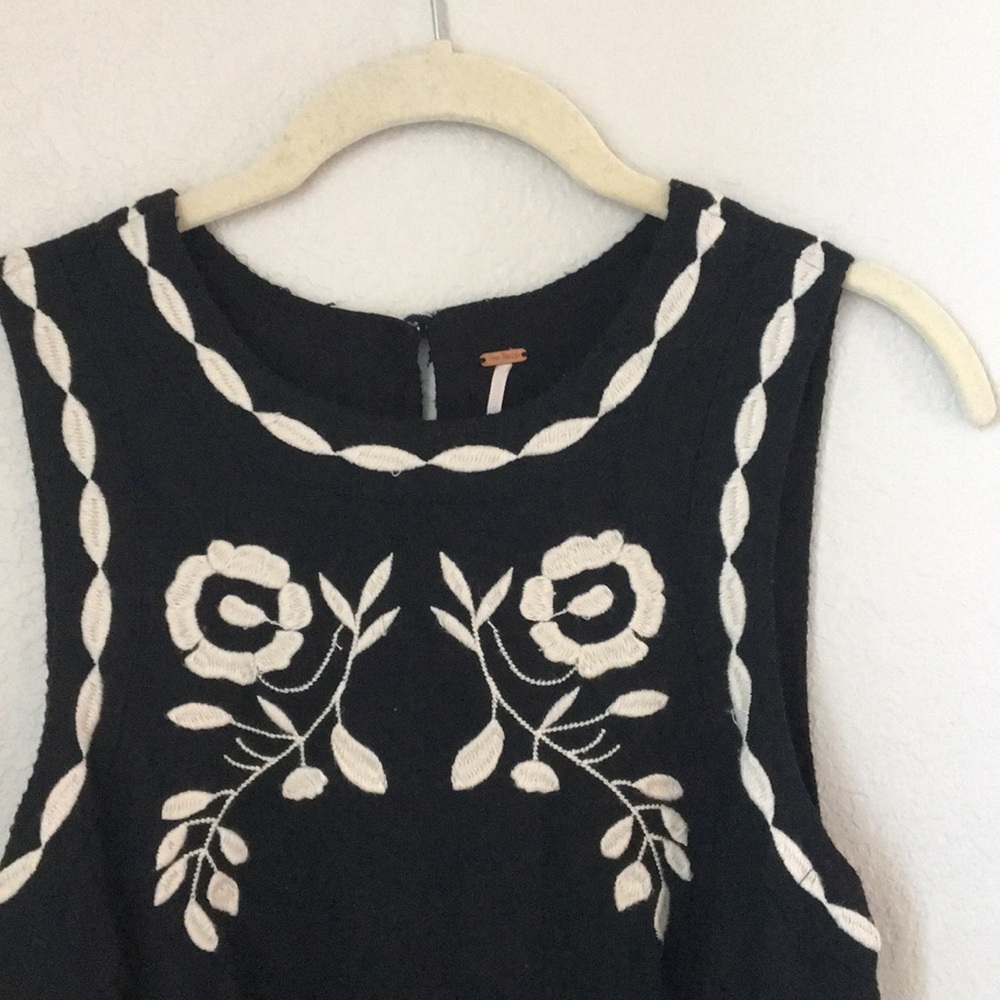 Free People Black & White Embroidered Dress Sz. 8